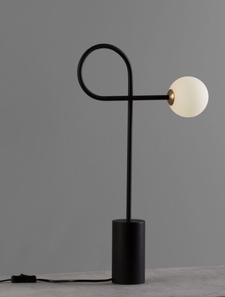 Tischlampe Design Schwarz Weiß 64 cm G9 Glas rund GLENNA