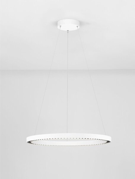 LED Pendelleuchte Ring Ø 65 cm Weiß dimmbar höhenverstellbar