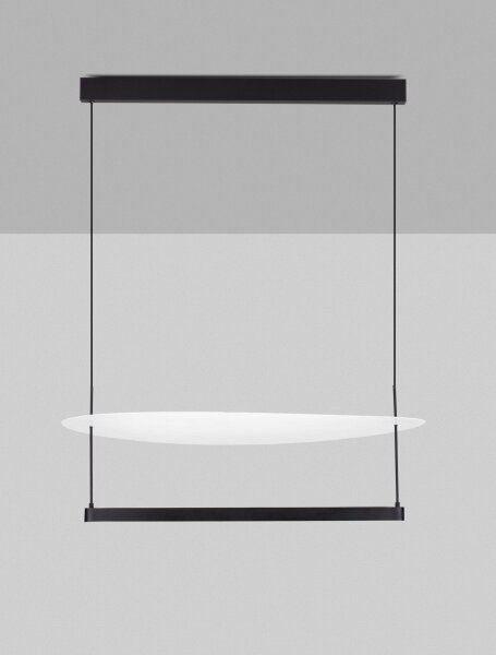 LED Hängelampe Design Schwarz Weiß 80 cm breit dimmbar