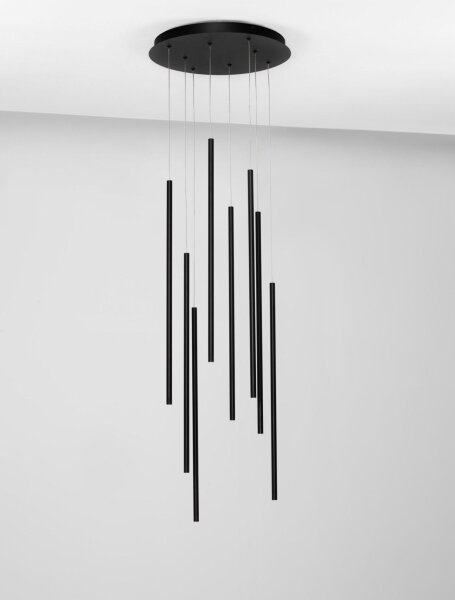 LED Hängelampe Schwarz 40 cm breit dimmbar Design schmal