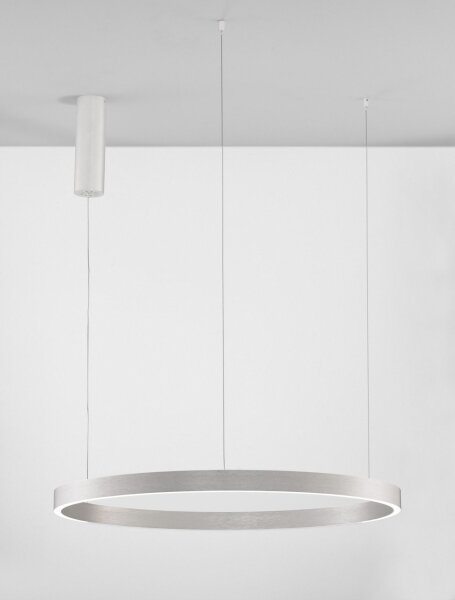 LED Pendelleuchte Ring Ø 80 cm in Silber gebürstet dimmbar