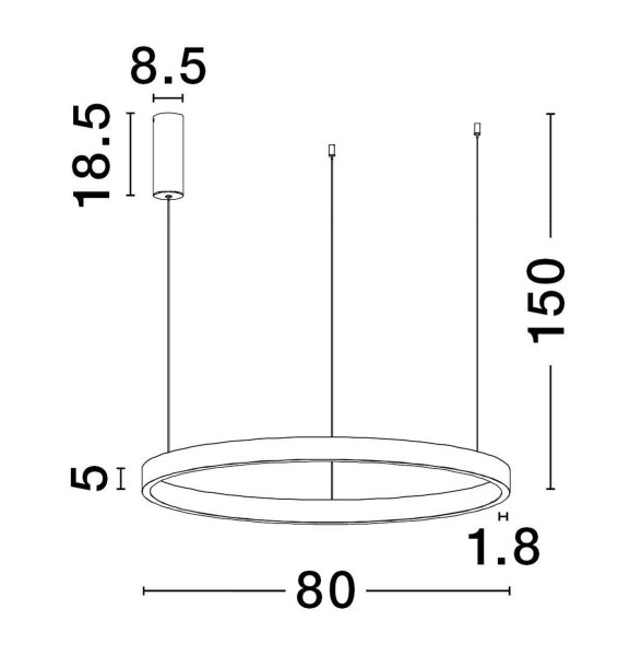 LED Pendelleuchte Ring Ø 80 cm in Silber gebürstet dimmbar