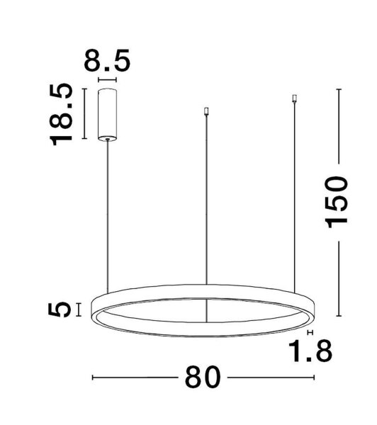 LED Hängeleuchte Weiß Ø 80 cm dimmbar Ring warmweiß HAMLIN