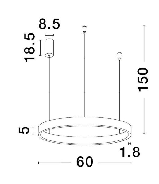 LED Hängelampe Ø 60 cm in Silber gebürstet dimmbar Ring