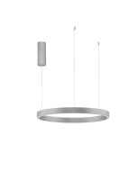 LED H&auml;ngelampe &Oslash; 60 cm in Silber geb&uuml;rstet dimmbar Ring