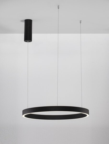 LED Pendelleuchte Ø 60 cm dimmbar Schwarz höhenverstellbar