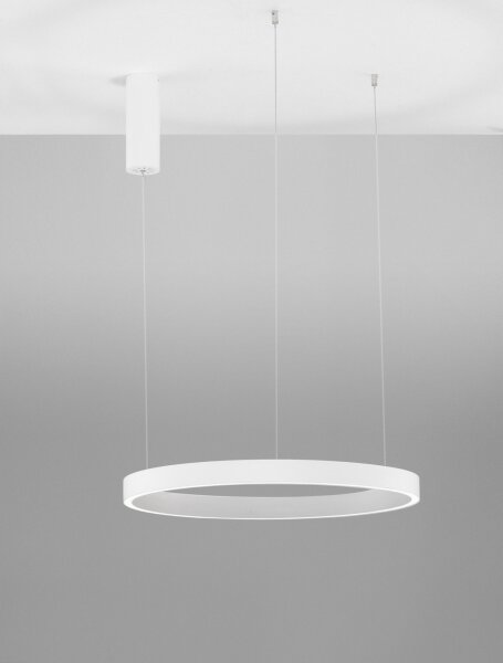 Runde LED Hängeleuchte Weiß Ø 60 cm dimmbar Ring warmweiß