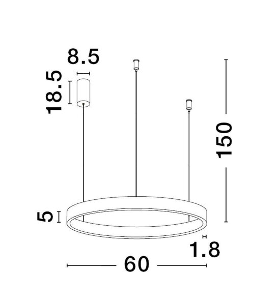 Runde LED Hängeleuchte Weiß Ø 60 cm dimmbar Ring warmweiß