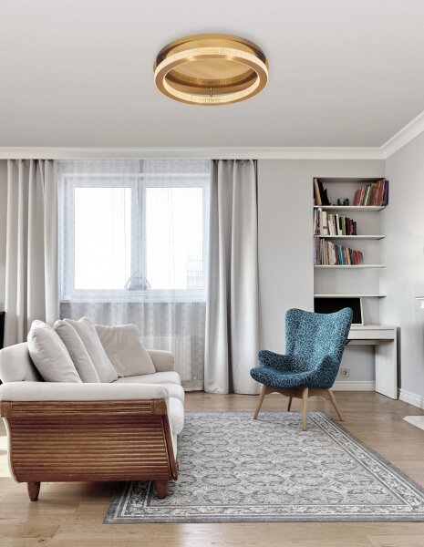 LED Deckenleuchte in Antik Gold Ø 40 cm dimmbar Ring HARRIS