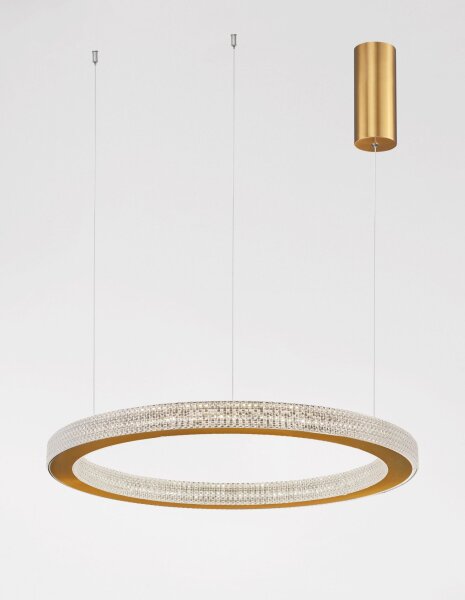 LED Pendelleuchte in Antik Gold Ø 60 cm dimmbar Ring Modern