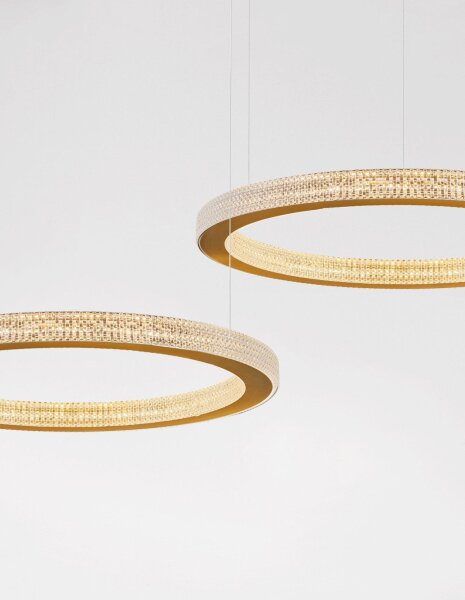 LED Pendelleuchte in Antik Gold Ø 60 cm dimmbar Ring Modern