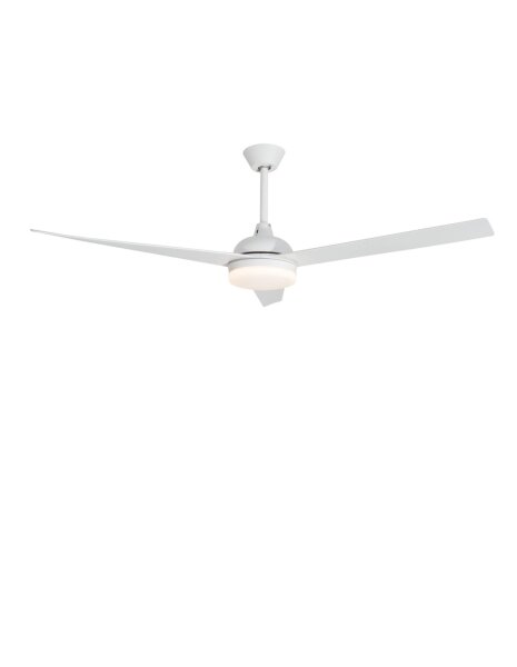 LED Deckenlampe mit Ventilator Ø 152 cm Weiß Glas Holz