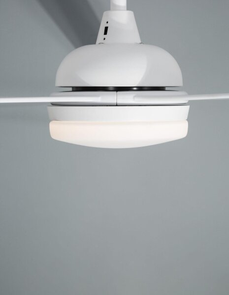 LED Deckenlampe mit Ventilator Ø 152 cm Weiß Glas Holz