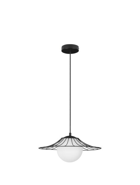 Hängelampe Schwarz Weiß Ø 36 cm E27 Glas Metall rund Kugel