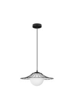 H&auml;ngelampe Schwarz Wei&szlig; &Oslash; 36 cm E27 Glas Metall rund Kugel