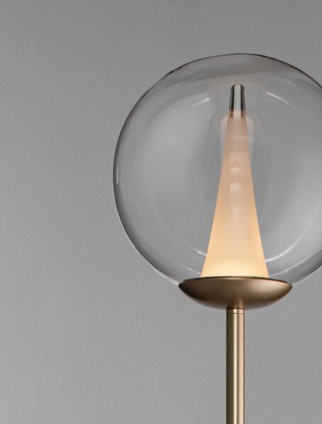 LED Stehlampe rund 162 cm in Gold dimmbar Klarglas warmweiß