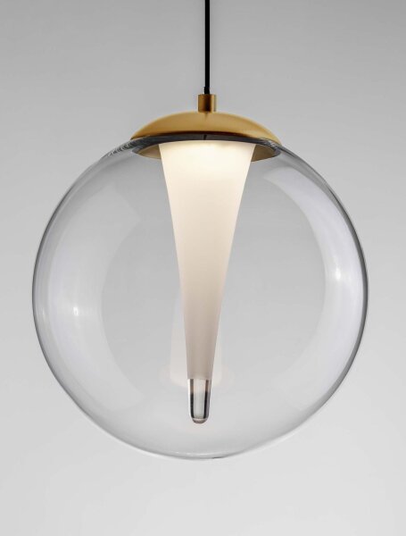 LED Hängelampe in Gold Ø 22 cm dimmbar Klarglas Kugel HEATON