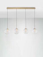 LED Pendelleuchte Klarglas in Gold 136 cm lang dimmbar rund