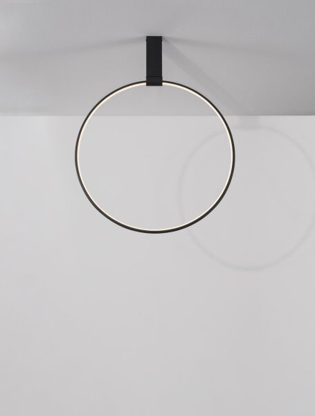 LED Deckenleuchte Schwarz Ø 60 cm dimmbar schwenkbar Ring