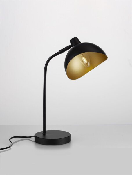 Tischlampe Retro in Schwarz Gold E14 schwenkbar Metall