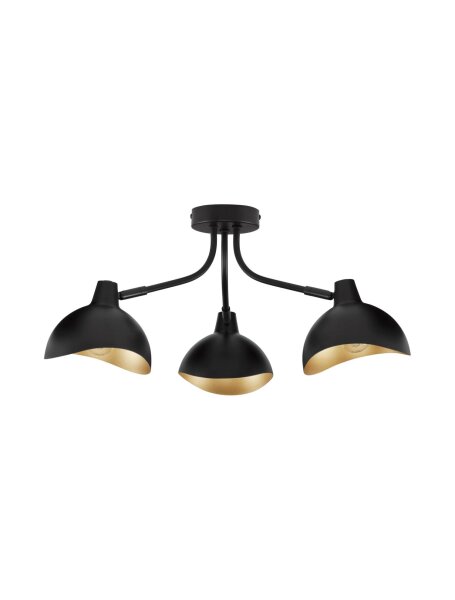 Deckenlampe in Schwarz Gold 15 cm lang E14 schwenkbar Retro