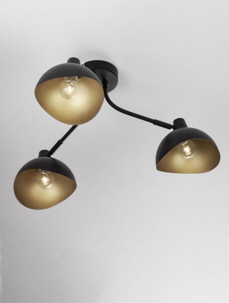 Deckenlampe in Schwarz Gold 15 cm lang E14 schwenkbar Retro