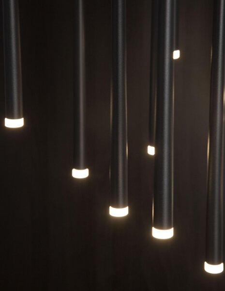 LED Hängelampe Schwarz 50 cm breit 12 flammig warmweiß