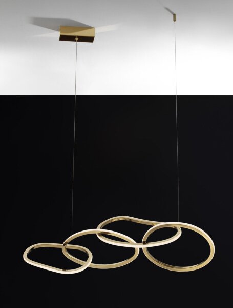 LED Pendelleuchte Ring 100 cm lang in Gold dimmbar Design