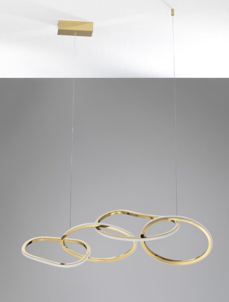 LED Pendelleuchte Ring 100 cm lang in Gold dimmbar Design