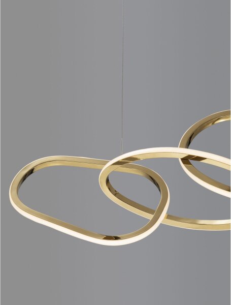 LED Pendelleuchte Ring 100 cm lang in Gold dimmbar Design
