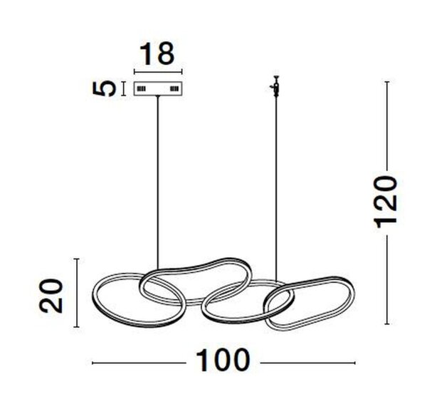 LED Pendelleuchte Ring 100 cm lang in Gold dimmbar Design