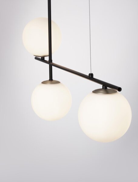 Hängelampe in Schwarz Weiß Gold 95 cm lang G9 Glas Metall