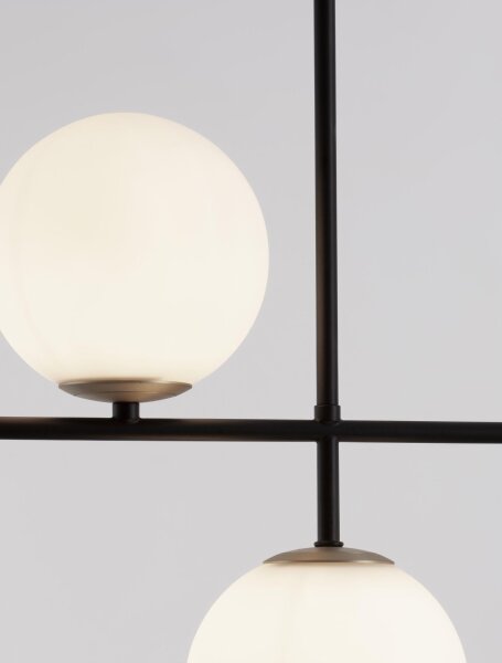 Hängelampe in Schwarz Weiß Gold 95 cm lang G9 Glas Metall