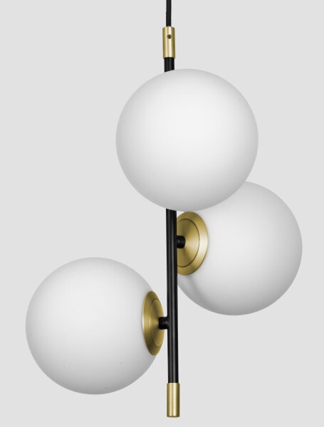 Hängeleuchte in Schwarz Weiß Gold 33 cm breit G9 Glas Metall