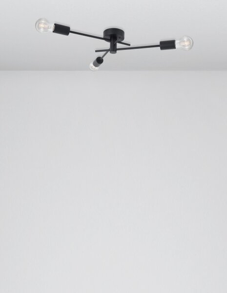 Deckenlampe E27 Ø 56 cm Schwarz Retro Metall 3 flammig