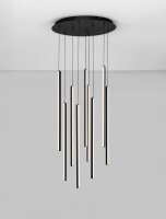LED Pendelleuchte 50 cm breit Schwarz dimmbar 9 flammig