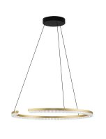 LED H&auml;ngeleuchte in Schwarz Gold &Oslash; 65 cm dimmbar Ring Modern