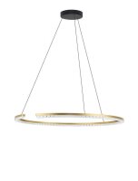LED H&auml;ngeleuchte dimmbar &Oslash; 85 cm in Schwarz Gold Ring JANSEN