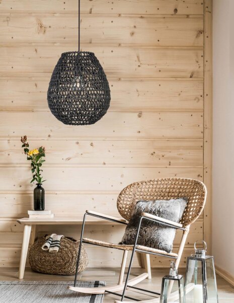 Hängeleuchte Schwarz 30 cm breit E27 höhenverstellbar Boho