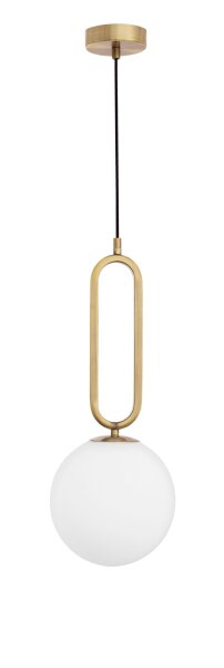 Hängelampe in Gold Weiß Ø 20 cm E27 Glas Metall rund Kugel