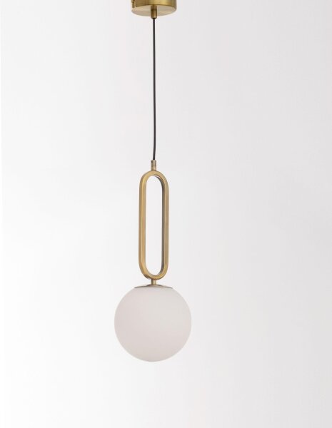 Hängelampe in Gold Weiß Ø 20 cm E27 Glas Metall rund Kugel