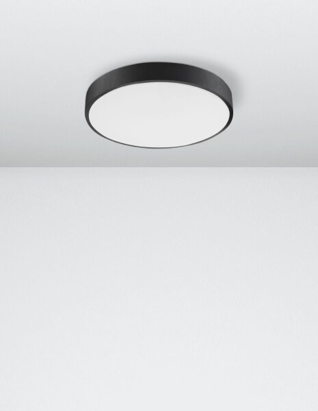 LED Deckenleuchte Schwarz Ø 40 cm flach warmweiß JEDDA