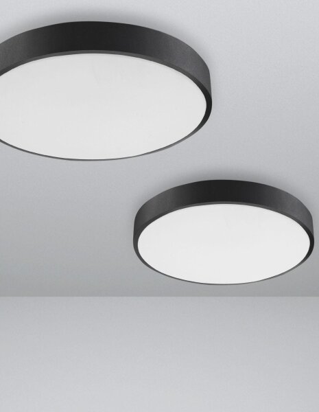 LED Deckenleuchte Schwarz Ø 40 cm flach warmweiß JEDDA