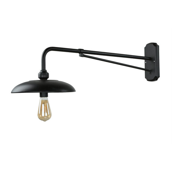 Vintage Wandlampe innen groß T:73cm Schwarz Aluminium