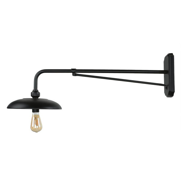 Vintage Wandlampe innen groß T:73cm Schwarz Aluminium