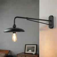 Vintage Wandlampe innen groß T:73cm Schwarz Aluminium