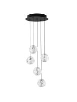 LED H&auml;ngelampe Schwarz 30 x 25 cm dimmbar 5 flammig warmwei&szlig;