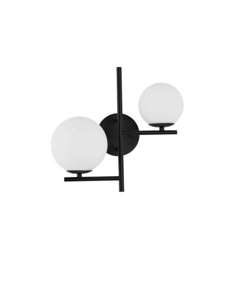 Wandlampe rund G9 35 cm breit Schwarz Weiß Retro Glas Metall