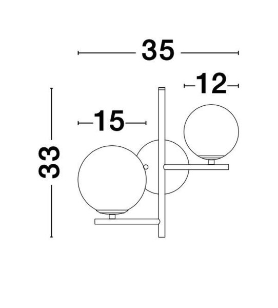 Wandlampe rund G9 35 cm breit Schwarz Weiß Retro Glas Metall