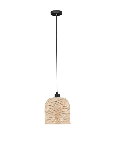 Hängeleuchte Schwarz Natur 23 cm breit E27 höhenverstellbar